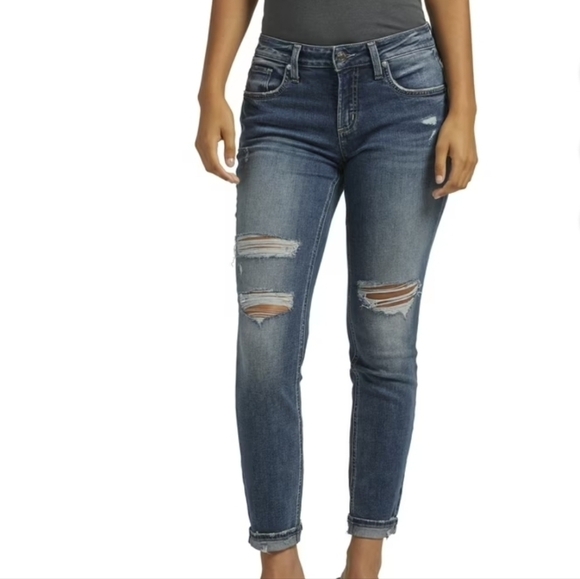 Silver Jeans Pants - Silver Jeans Boyfriend Distressed Jeans 33x25